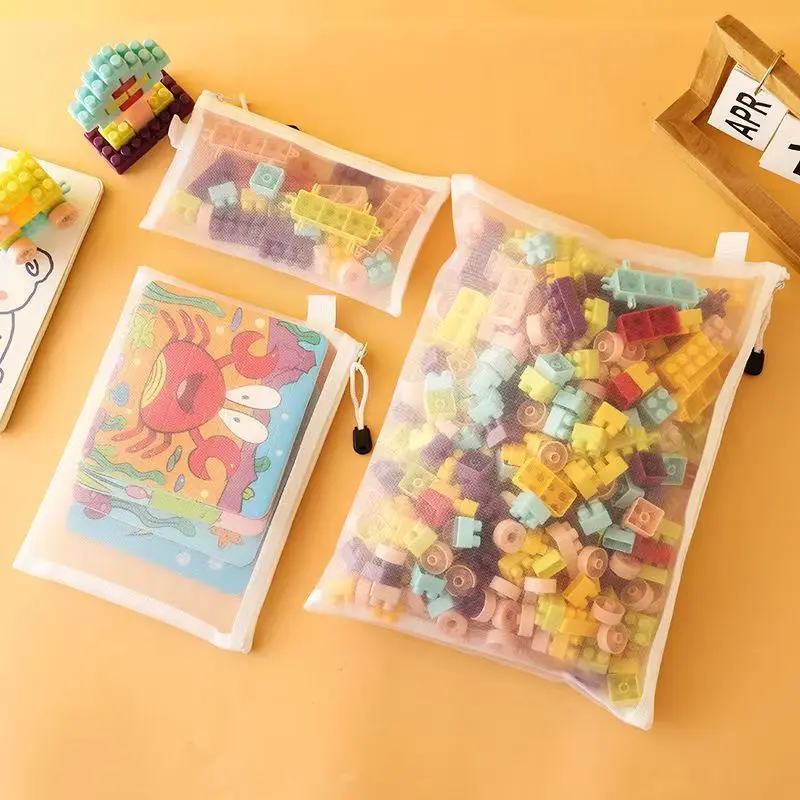 Transparent Mesh Zipper File Bag A4/A5/A6 Nylon Information Document Bag Puzzle Toys Sorting Bag Pencil Pouch Folder Storage Bag