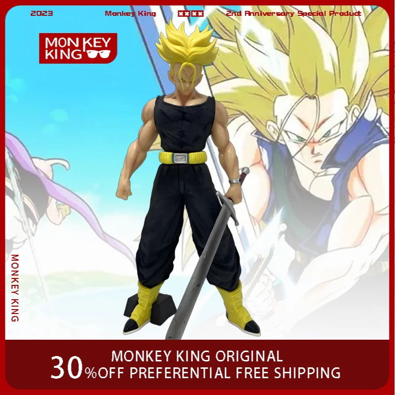 

42cm Dragon Ball Figure Torankusu Super Saiyan Hold A Sword Standing Posture Anime Collection Model Holiday Gifts Children Toys