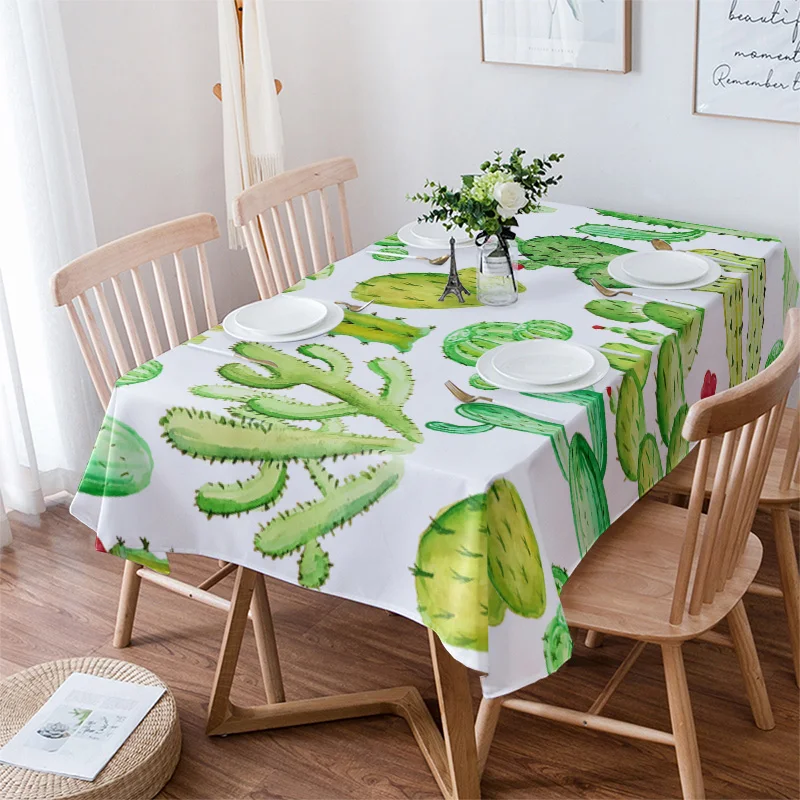 Succulent Cactus Table Cloth Waterproof Dining Tablecloth for Table Kitchen Decorative Coffee Cuisine Party Table Cover