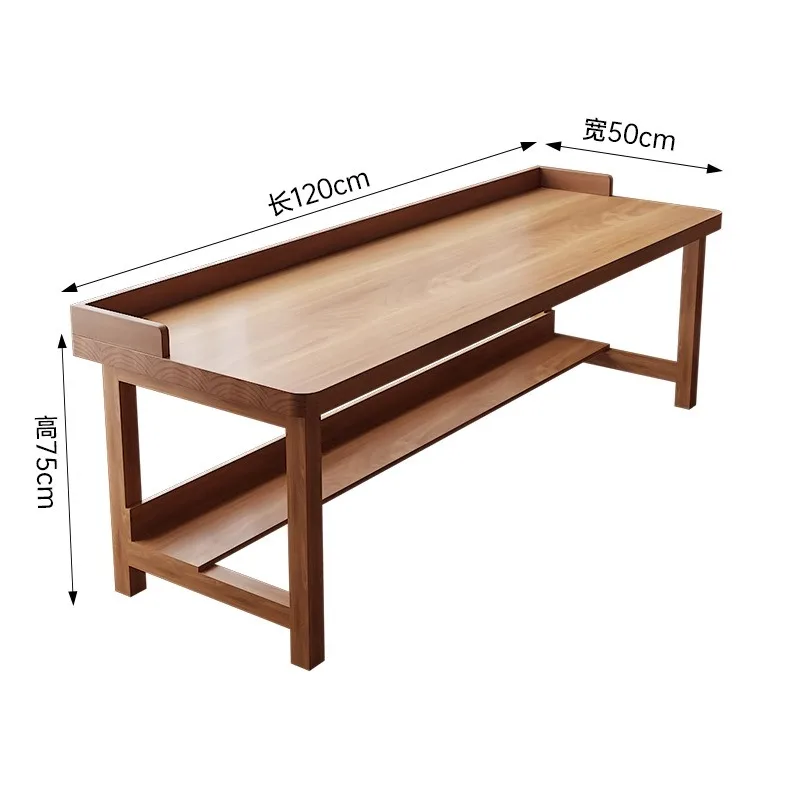 Solid wood desk living room bedroom study double study table double layer against the wall narrow desk computer table