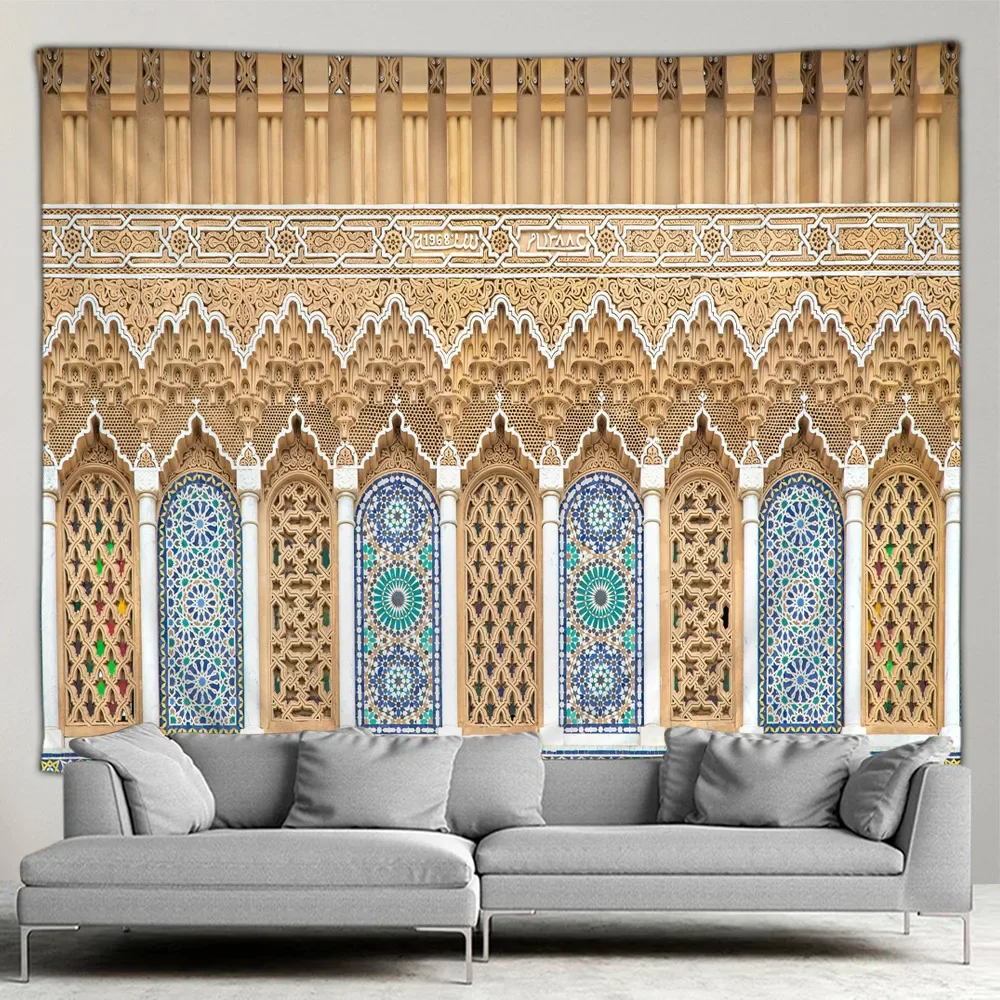 Moroccan Architectural Tapestries Vintage Islamic Geometric Pattern Wall Hanging Wall Art Decor Mural Bohemian Home Decor