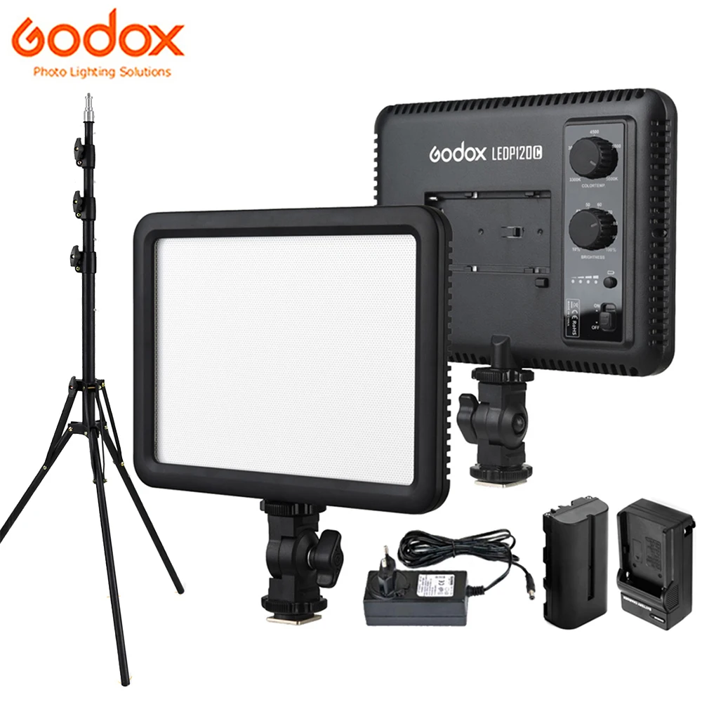 Godox Ultra Slim LEDP120C LED Video Light Panel 12W Bi-color 3300-5600K Stepless Dimmable Brightness for Camera DV Canon Nikon