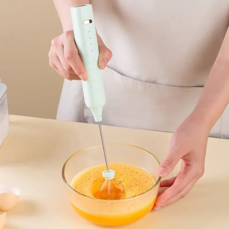 Handheld Electric Dual Head 2 in 1 Electric Milk Frother Rechargeable Coffee Milk Frother 3 Speed Adjustable Milk Frother