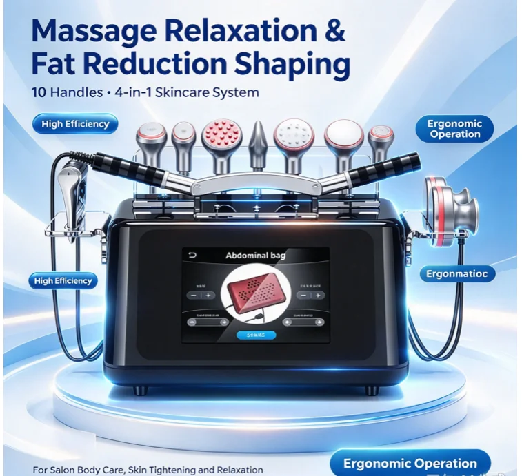 10 in 1 Cavitation EMS Slimming Device for Face Lifting, 448KHz Body Sculpting Machine Skin Firming & Muscle Recovery