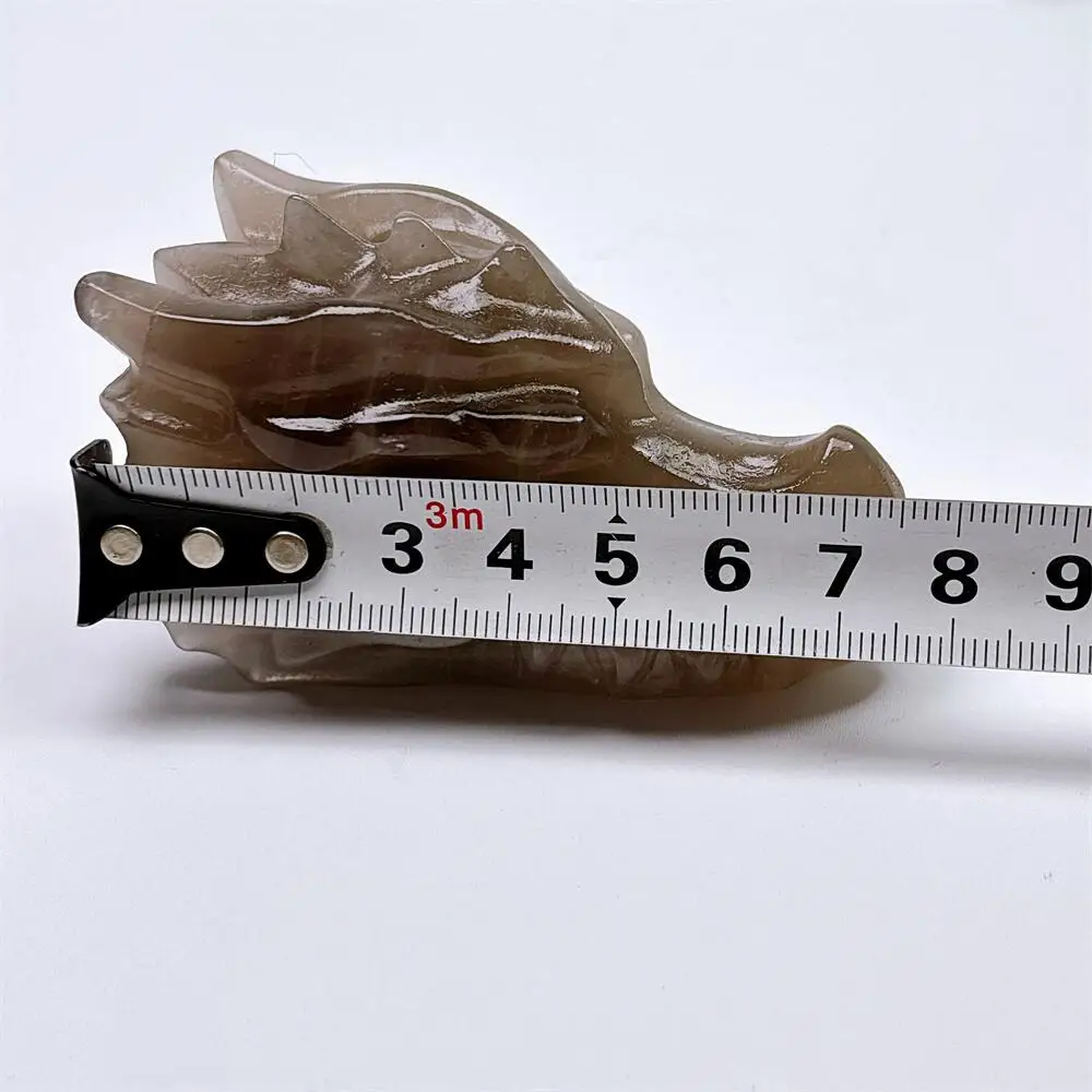 Natural Green Fluorite 3 Inch Dragon Skull Carving Polished Healing Crystal Animal Figurine for Home Decor Craft Gift