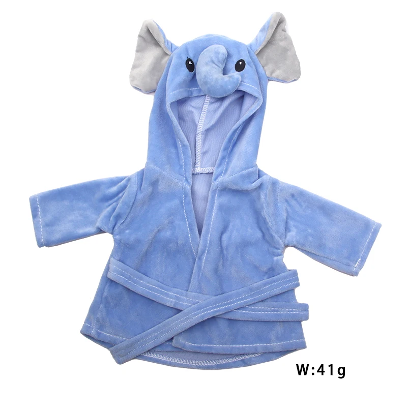 Colorful Bathrobe Suit Cute Cartoon Animal Nightgown Robe Doll Clothes Born Baby Fit 17 inch 43cm Doll Accessories For Baby Gift