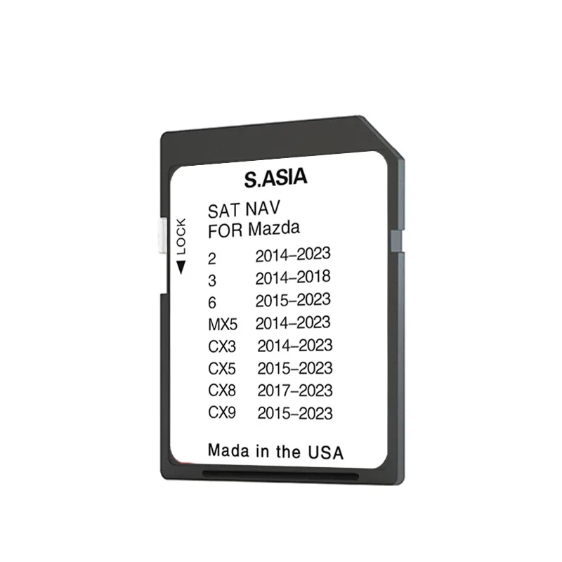 2023 for Mazda Connect1 system Navigation SD Card Update South Asia Map GPS for Mazda 2/3/6/MX5/CX3/CX5/CX8/CX9 Vehicle Sat Navi