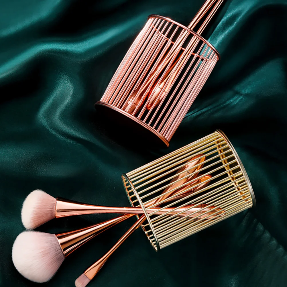 

2Pcs High-Quality Pen Holders Brush Containers Smooth Round Design for Desk Dressing Table Gold