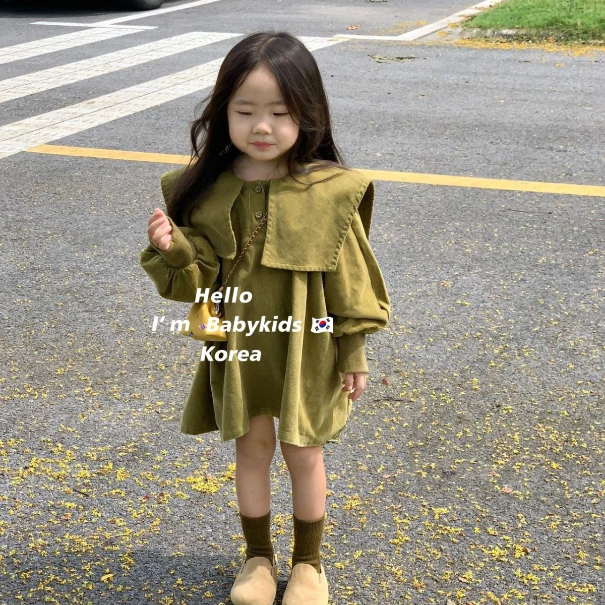 Baby Girls Skirt 2023 New Spring and Autumn Girls Skirt Korean Style Dark Green Solid Color Fashionable Dress