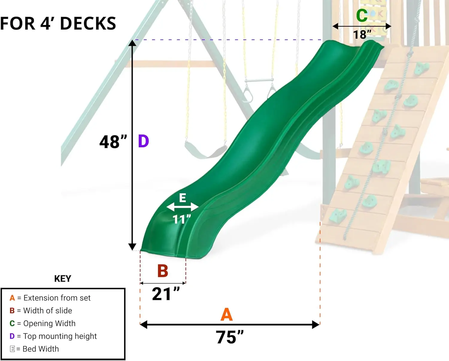 Gele plastic golfglijbaan voor 5'-dekken, eenvoudige montage met schepontwerp voor kinderen van 2 tot 10 jaar