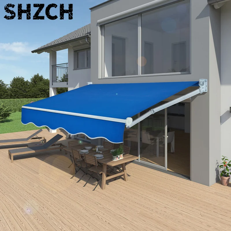 Custom Wind Resistant Outdoor Folding Arm Awning Sun Shade Aluminum Window Awning Retractable
