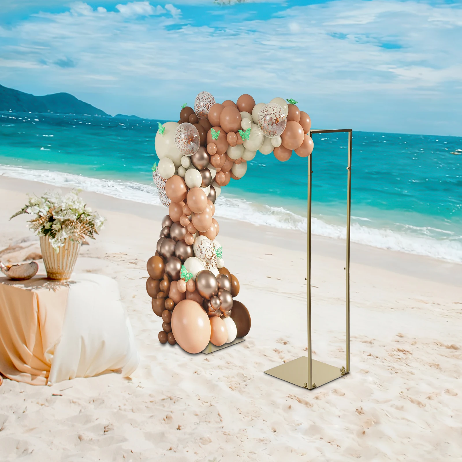 1*1.2m/3.3*3.9ft Removable Double Tube Arch Backdrop Stand for Wedding Party Birthday Decoration