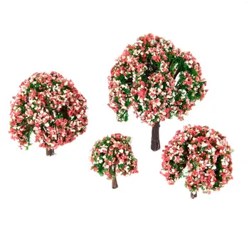 4個の桃の花モデルツリー人工植物レイアウト列車鉄道風景HO OO Zスケール建物風景アクセサリー 8 best sales 桃の木 - №7