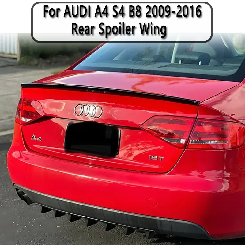 For Audi A4 S4 B8 B8.5 Sedan 2009-2016 Car Rear Roof Spoiler Wing Rear Trunk Boot Lip Cap Spoiler Trim Car Body Kit Accessories