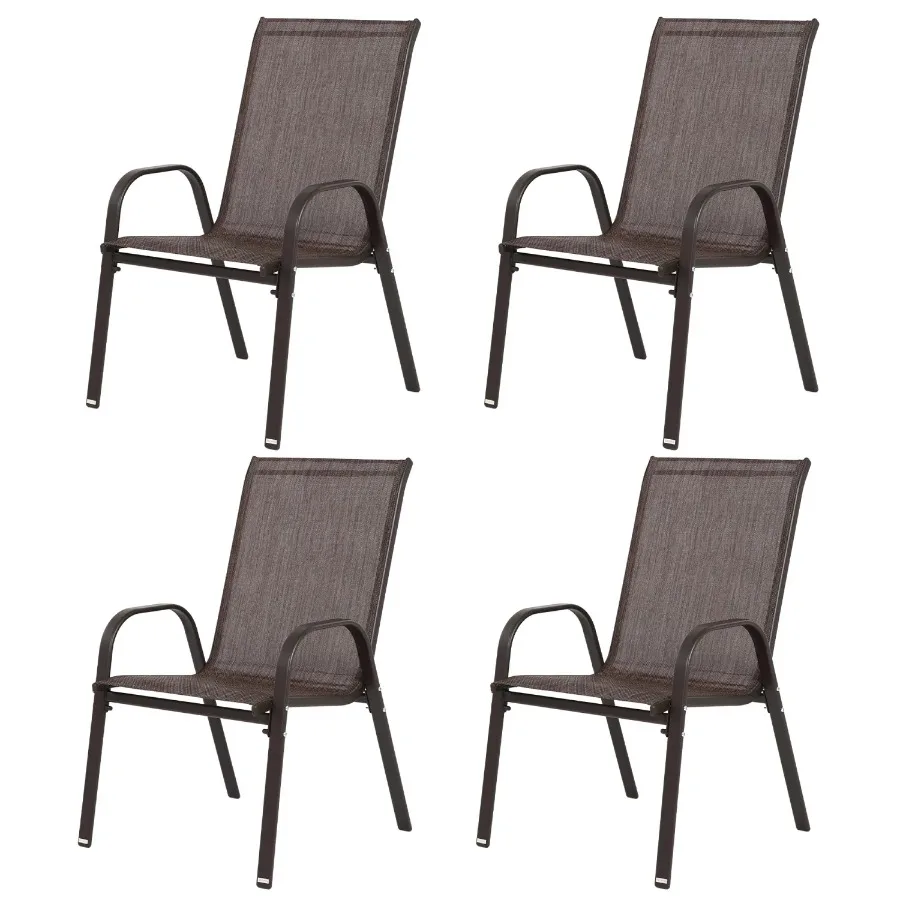 

4 Piece Patio Chairs, Outdoor Camping Chairs with Breathable Textilene Fabric, Set of 2 Garden Chairs with Armrest High Backres