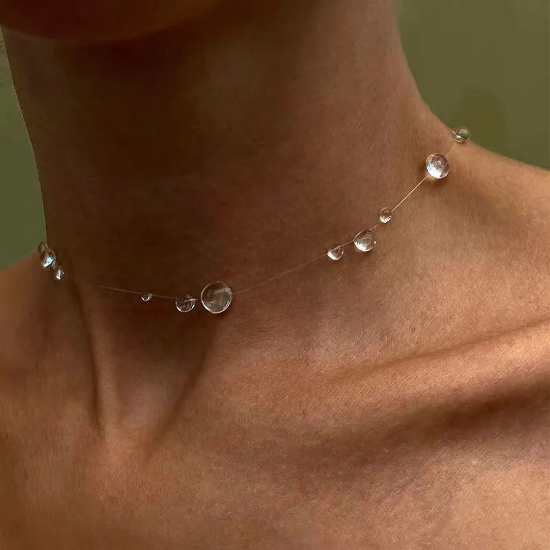 WZNB New Water Drop Necklace Raindrop Earrings Dewdrop Jewelry Water Droplet Crystal Women's Elegant Accessories