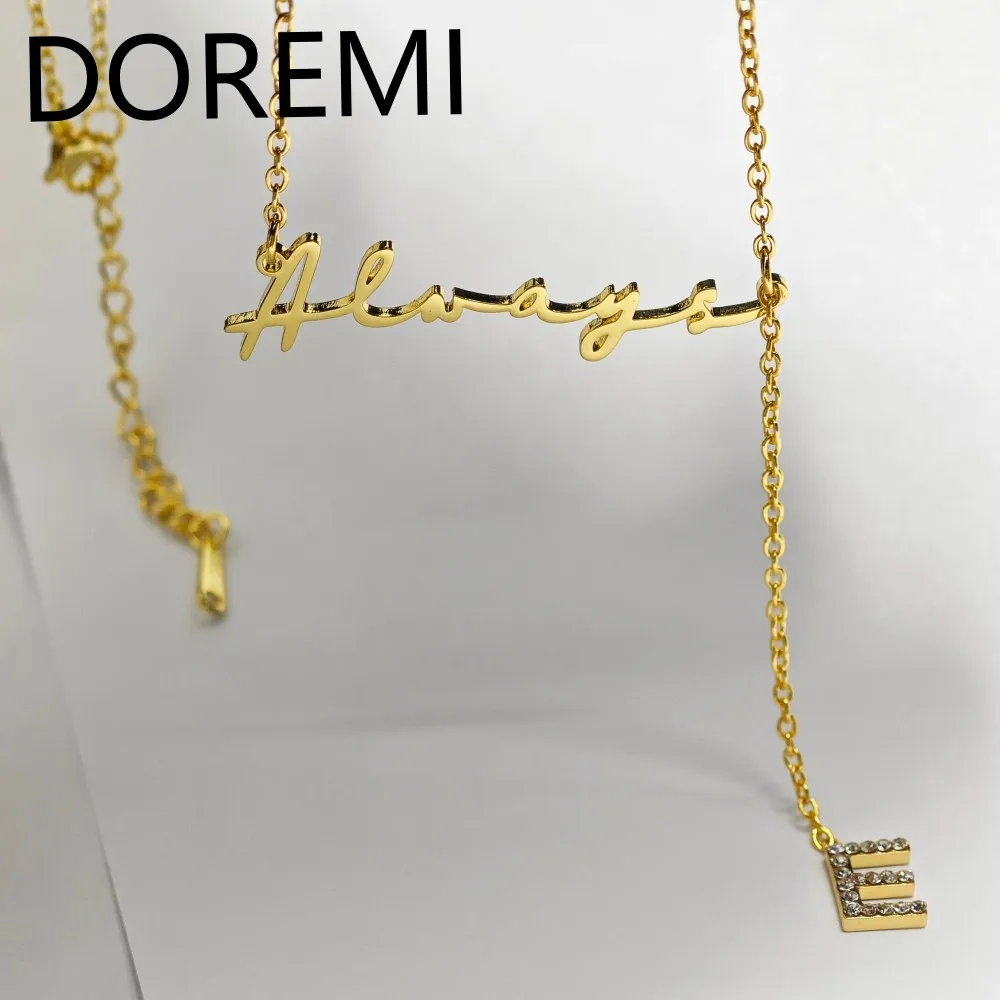 

DOREMI Personalized Cursive Name Dainty Design Names Necklace with Initial Letter Charms Necklace