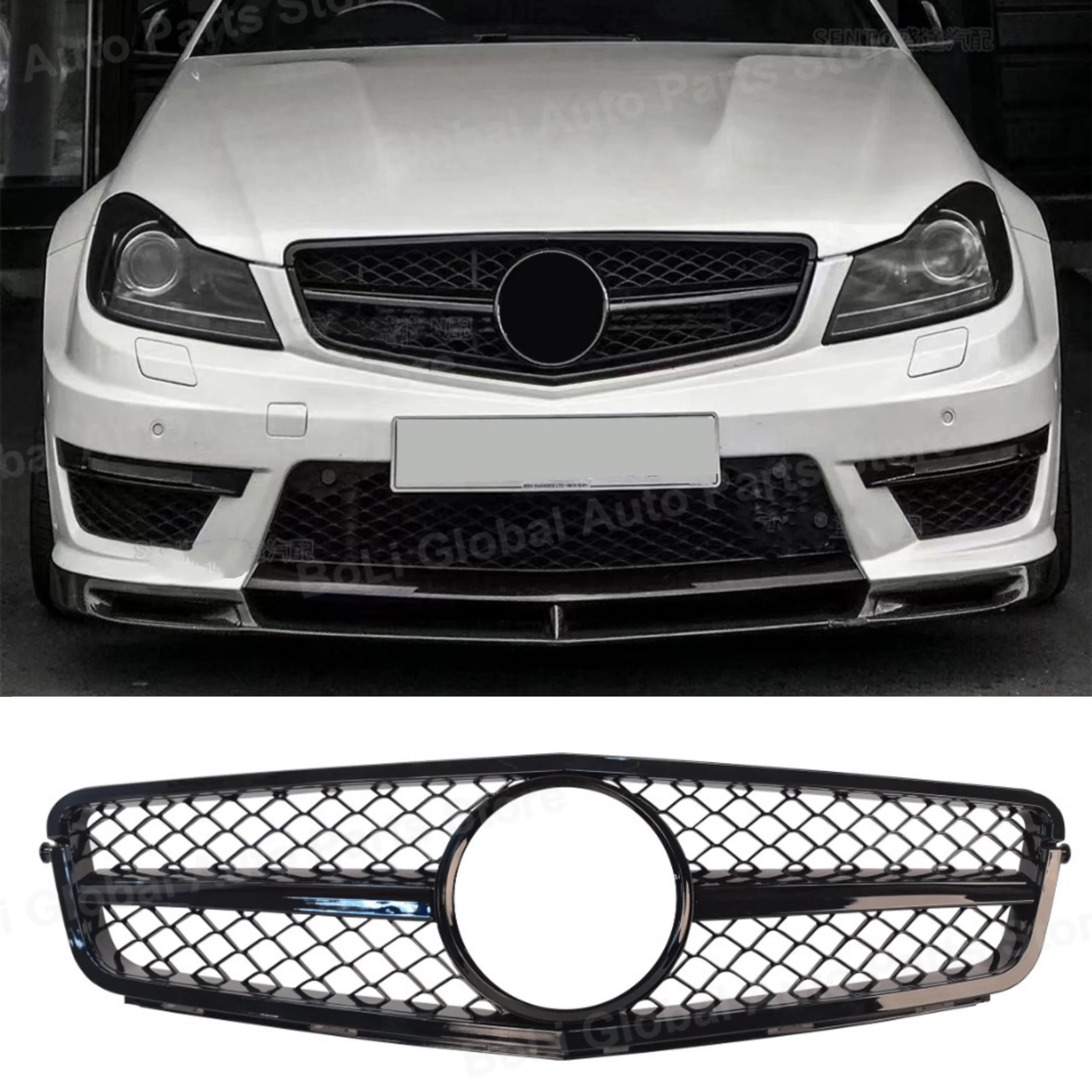 For Mercedes W204 C-Class 507 C63 STYLE FRONT BUMPER BAR GRILLE C180 C200 C250 C230 C300 C350 2007-2014 GRILLE Bodykit