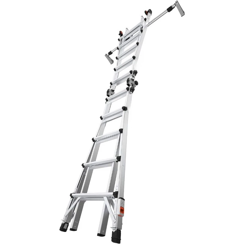 Ladders Multi-Position Ladder Aluminum 300lbs weight rating Rachet leg levelers allow user to adjust the ladder to uneven ground