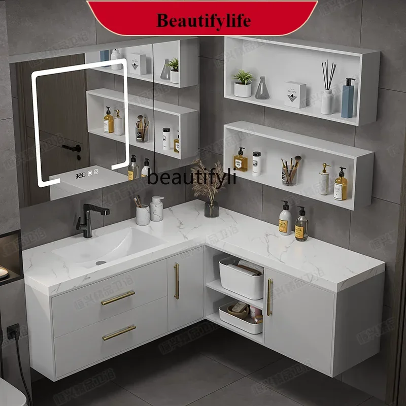 

A185 Bathroom Cabinet Corner L-Type Wash Basin Cabinet Combination Corner Washstand Extension Side Cabinet Wash Basin