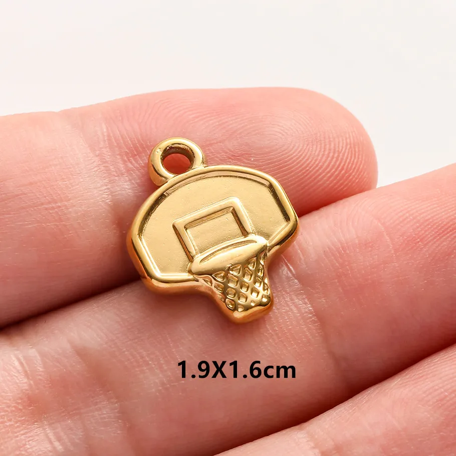 5 Stück/Set Sportanhänger aus Edelstahl: Golfschläger, Basketball, Fußball für Schmuckherstellung, Mode-Sport-DIY-Charms – Detail 4
