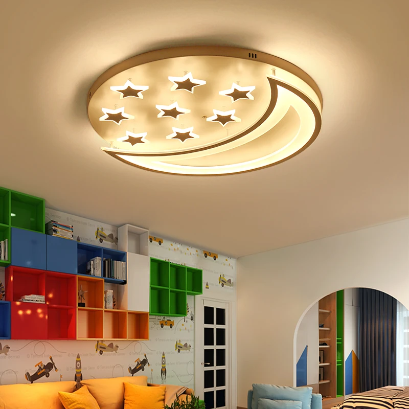 

Star and Moon Children Kids Room Bedroom Living Ceiling Lights Home Deco Modern Led Lamp Fxitures Free Shipping