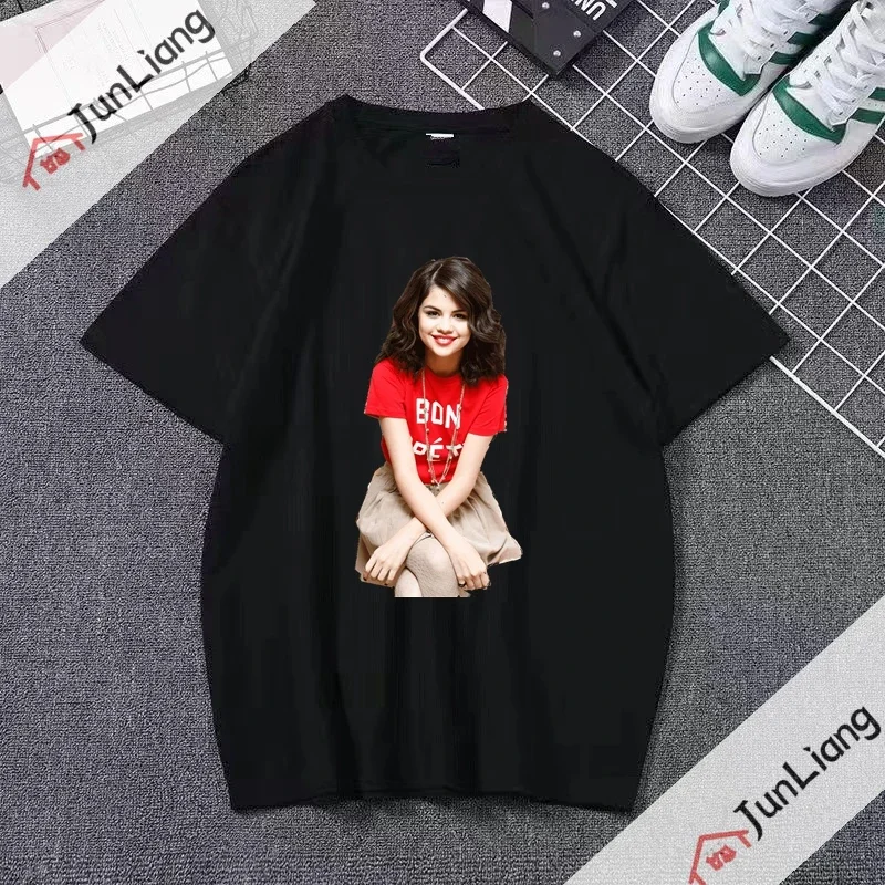 Selena Gomez Singer T Shirt Women Harajuku Fans Tshirt Summer White Fashion T-shirt Popular Shirts