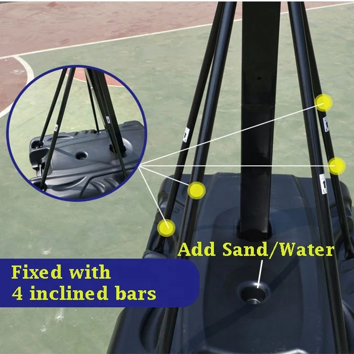 حامل كرة السلة المحمول قابل للتعديل الارتفاع 8ft -10ft 2.5m-3.05m كرة السلة المحمولة هوب الكبار الشباب المراهقين استخدام داخلي في الهواء الطلق