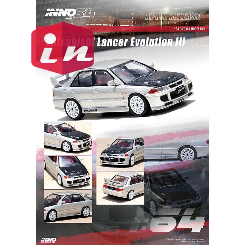 Inno64 1/64 Lancer Evolution III Серебряная w/углеродная капота литая модель автомобиля коллекция ограниченный выпуск хобби игрушки