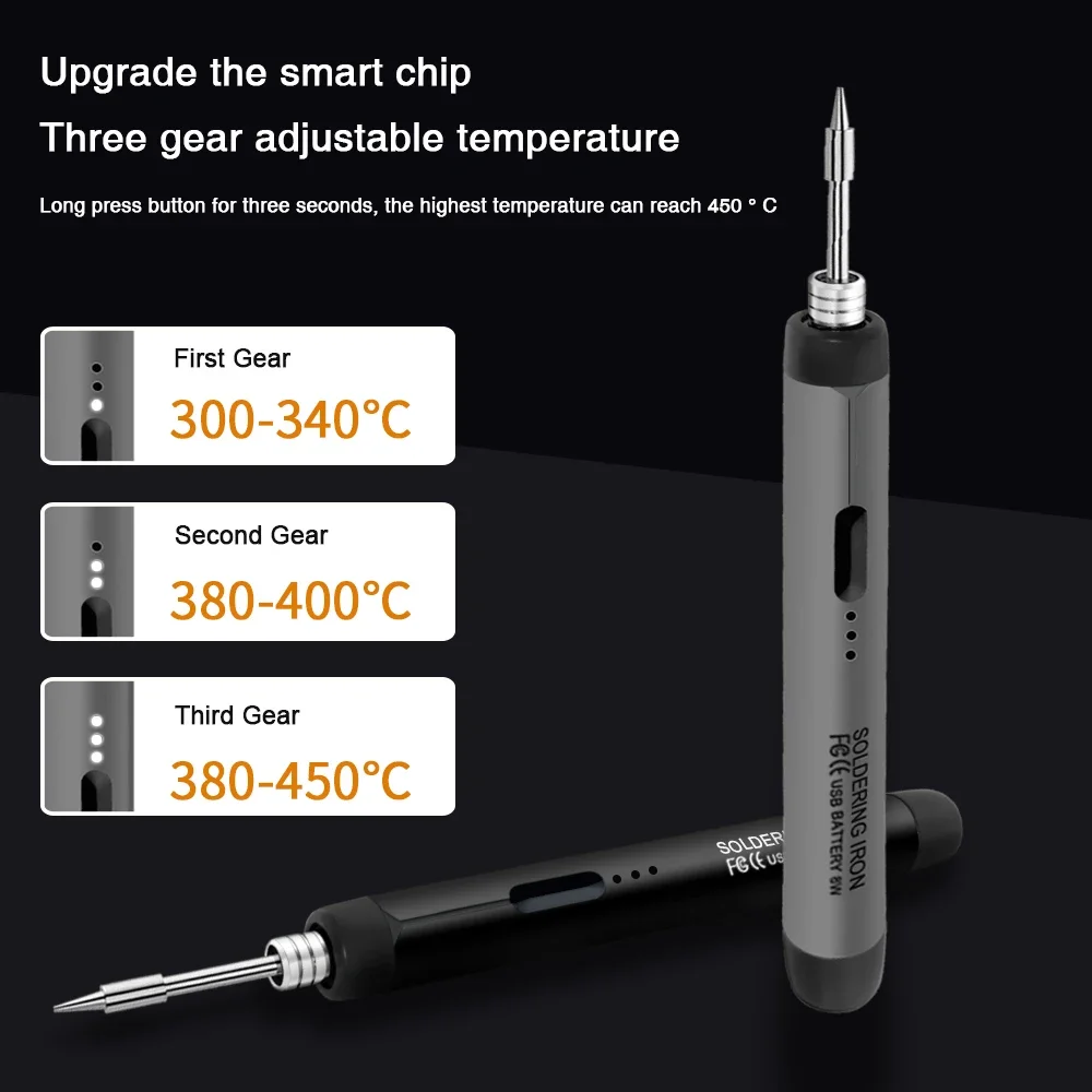 USB Soldering Iron Lithium Battery Soldering Iron Set Adjustable Temperature Portable Household Type-C Interface 800mAh Battery