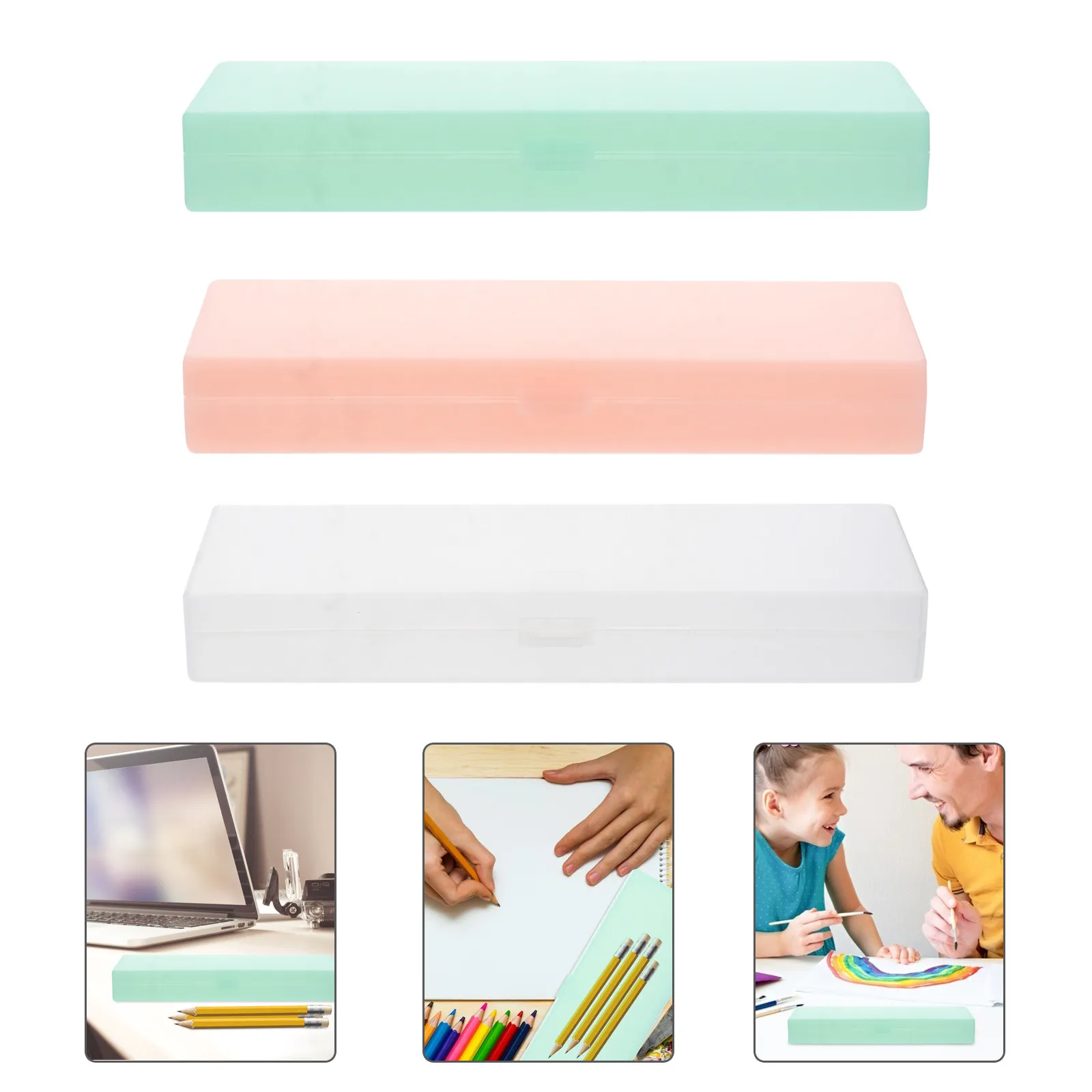 

Набор из 3 пластиковых прозрачных пеналов большой вместимости для школьных и офисных принадлежностей, органайзер для ручек и карандашей