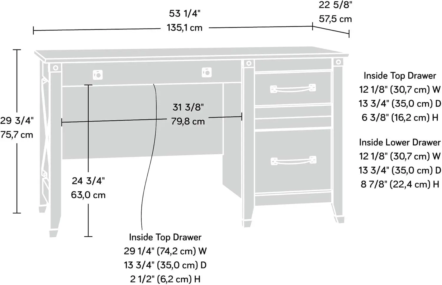 Sauder Carson Forge Desk, Вашингтон Вишневый финиш