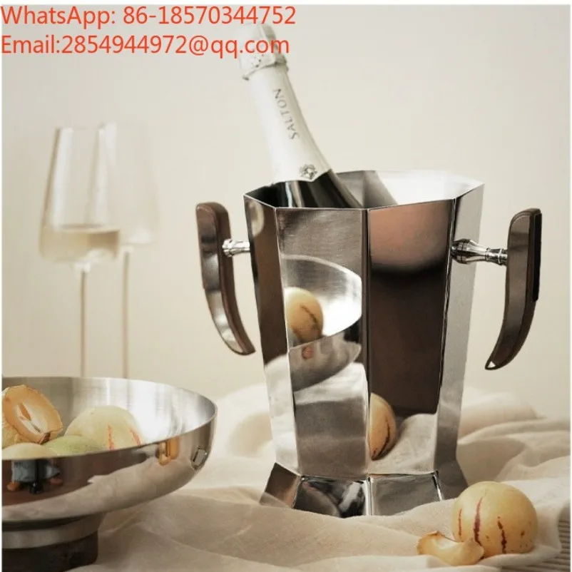 Modern Light Luxury Stainless Steel Ice Bucket Champagne Bucket Ornament Model Room Restaurant Bar Counter