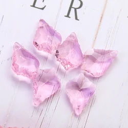 10PC 20mm Pink Faceted Prism Maple Leaf Foliage Glass Crystal Chandelier Lamp Parts Sun Catcher Spacer Beads Jewelry Accessories