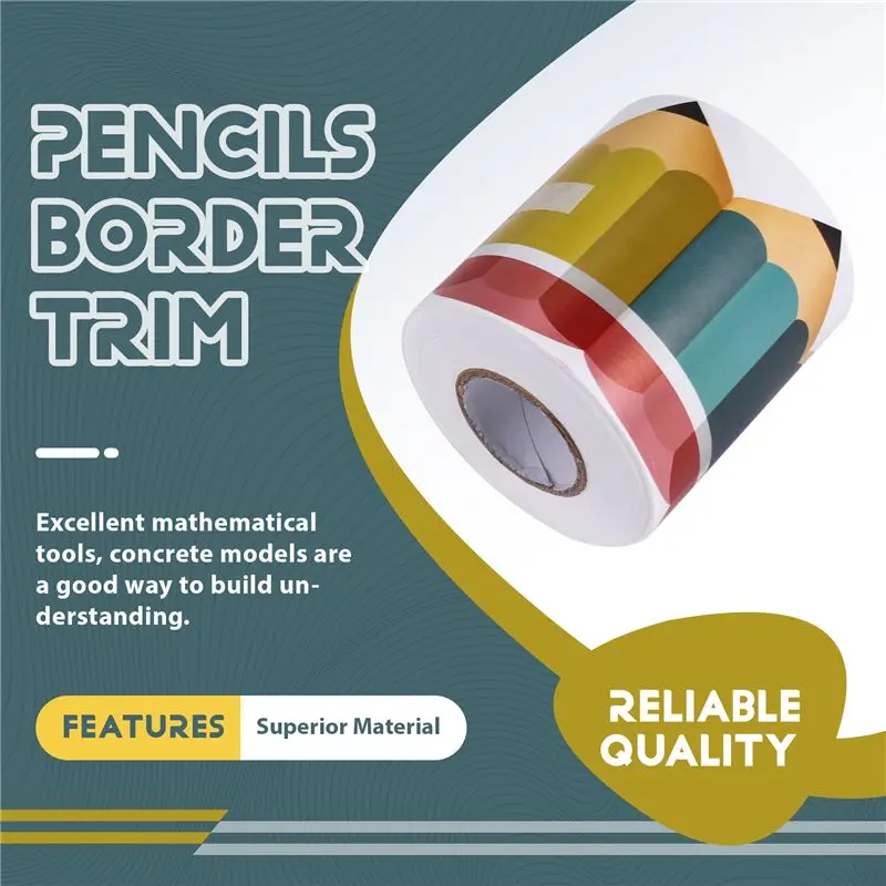 Leading-Bulletin Borders Stickers,Pencils Border Trim, 65.6Ft Back-To-School Decoration Borders For Black Board Trim Decoration