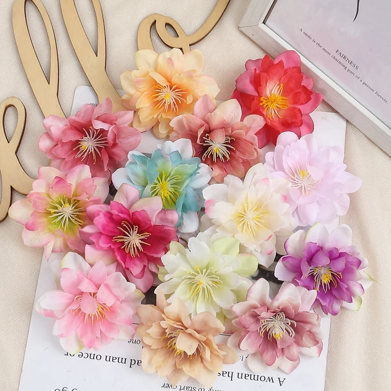 10/20Pcs Artificial Flowers Heads 7cm Fake Flower for Home Room Decor Garden Wedding Decoration DIY Craft Garland Gift Accessory