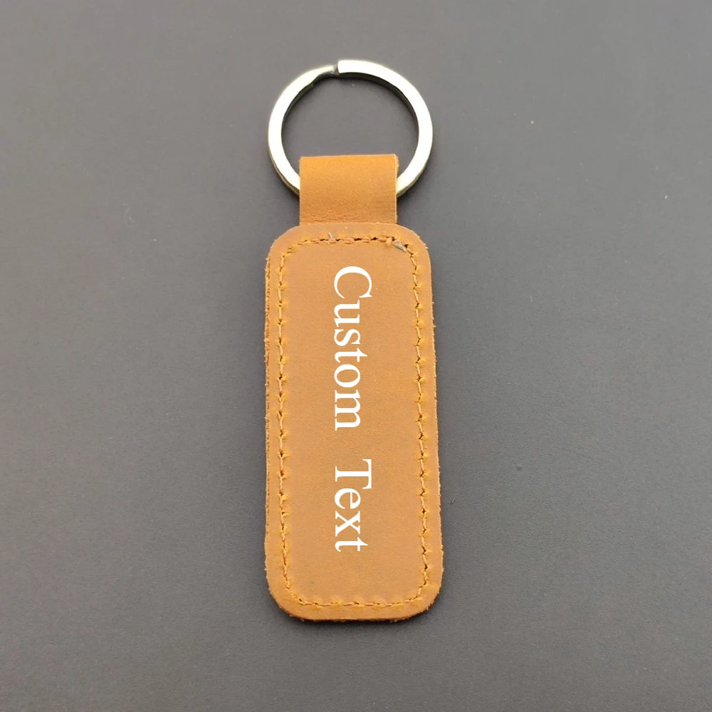 Custom Leather Car Ring Key Chains Business Personalize Name Keychain Simple  PU Creative Pendant Keyring Fashion Handmade Gift