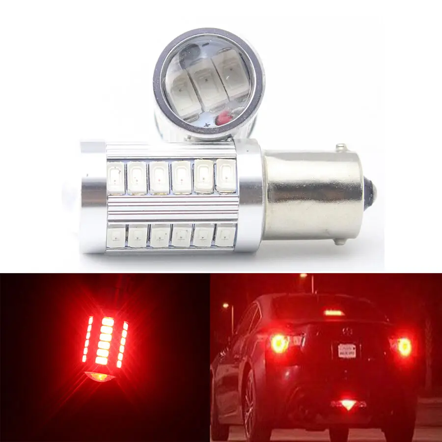 2Pcs Red 1141 1095 1156 BA15S P21W 5730 33SMD LED Turn Signal Light Bulb 12V  7443,7440,3156,3157