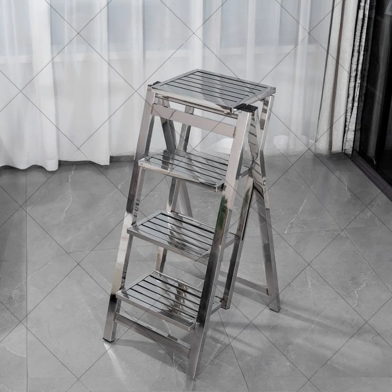 

Stainless steel folding ladder, portable household multi-function