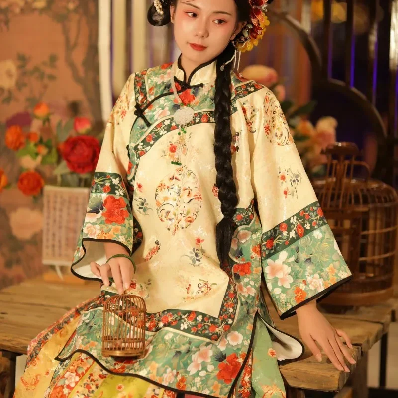 Hanfu-vestido Vintage para mujer, ropa suelta, falda con cara de caballo, vestido antiguo Mamian, 2023