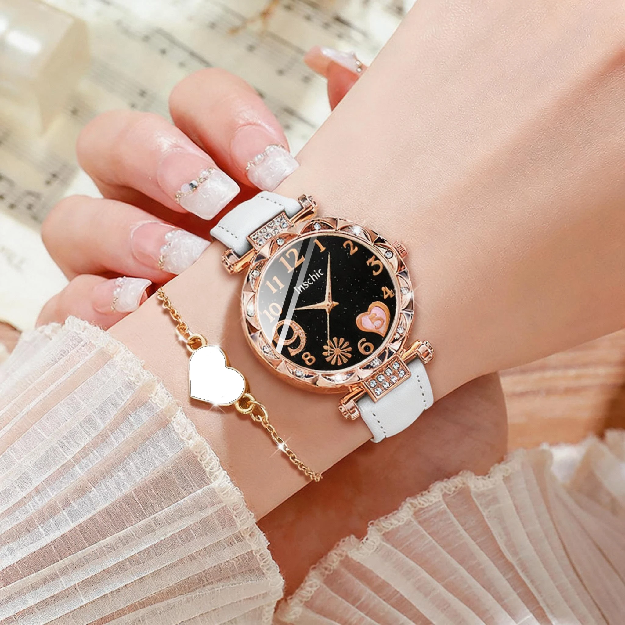2Pc Trendy Latest Elegant And Fashionable Quartz Watch, Ideal Gift For Friends And Family On Valentine's Day, Easter, Birthdays