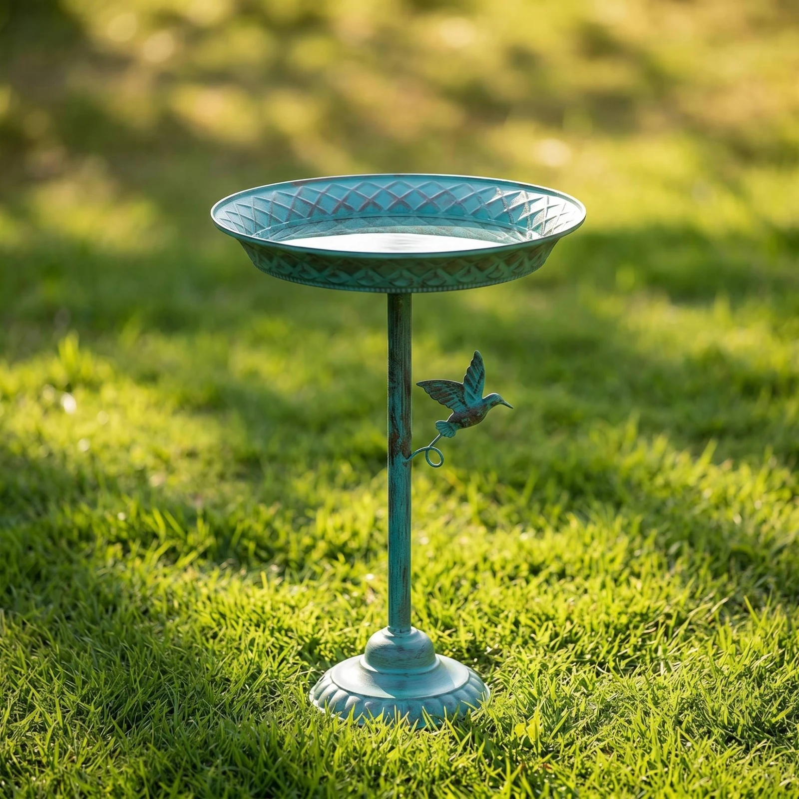 Pedestal Bird Bath Embossed Bird Bath with Pedestal Birdbath Bowl Lattice-Patterned Decor Shallow-Basin for Gardeners, Patio