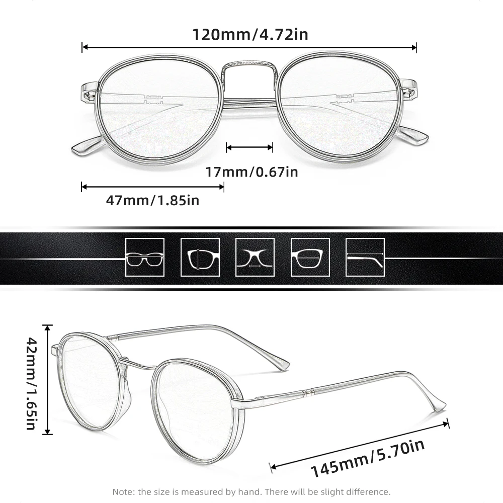FORKING Causal Retro-Sonnenbrille mit rundem Rahmen für Herren, polarisiert, UV400-Schutz, Brillenzubehör, Oculos – Detail 2