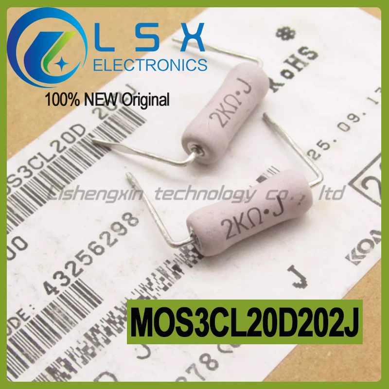 20pcs MOS3CL20D202J KOA MOS3 3W 2K 5% Metal oxide film resistor New and Original