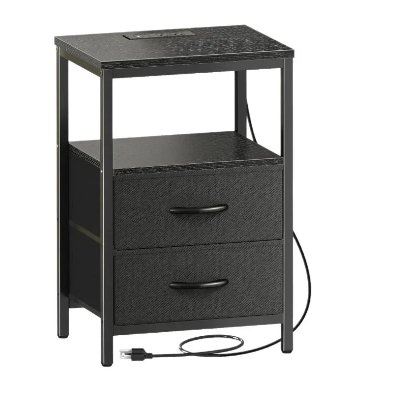 Bedroom bedside locker, including charging bedside table, small study against the wall, multi-layer storage locker