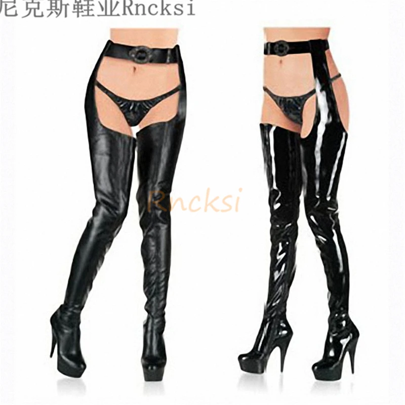 

Rncksi 15cm Super high heel, thin heel, Large Size Sexy lacquer leather and high boots over knee boots Performance shoes to wais