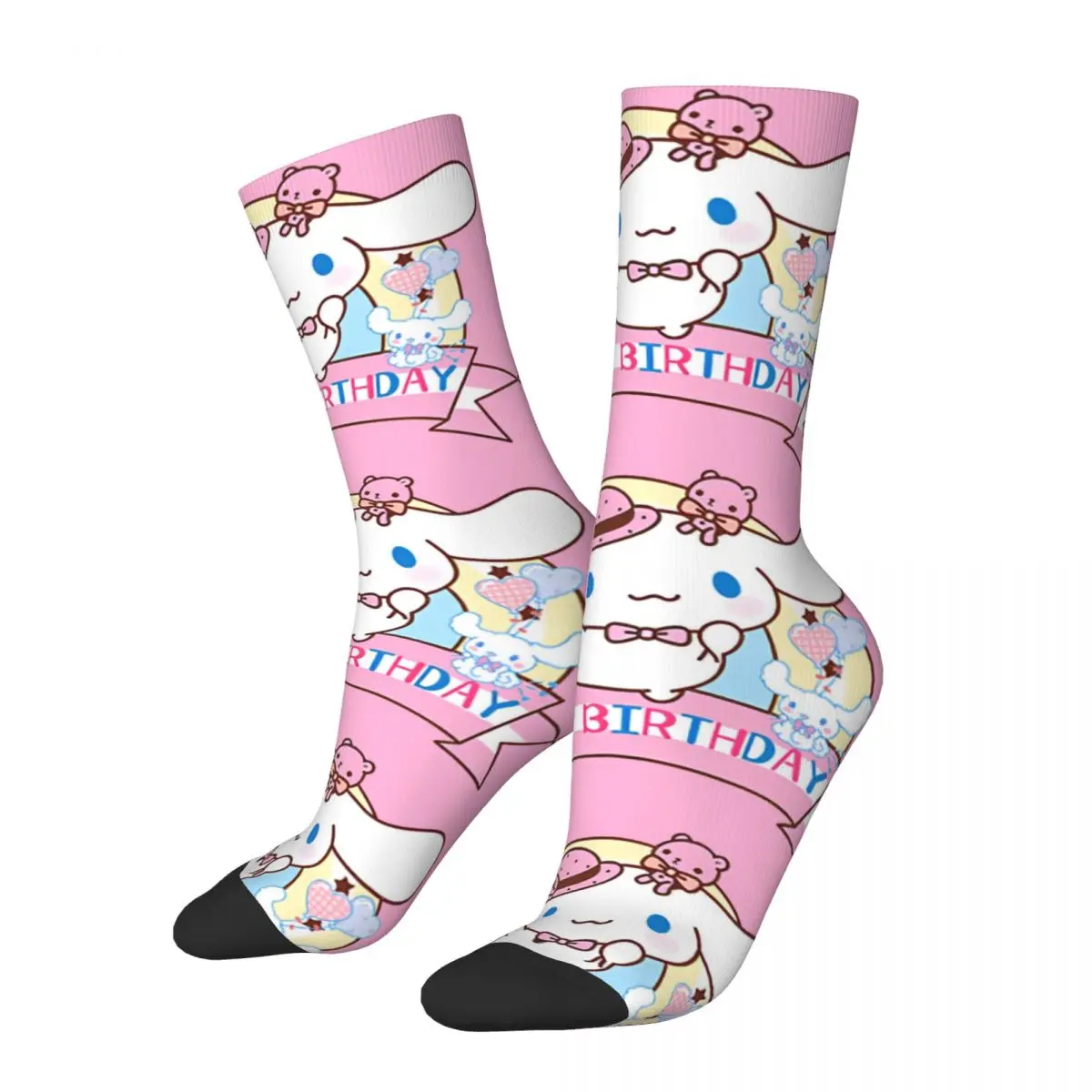 Men Socks Cinnamoroll Cake Birthday Stockings Winter Casual Soft Breathable Socks Design Climbing Anti Bacterial Socks