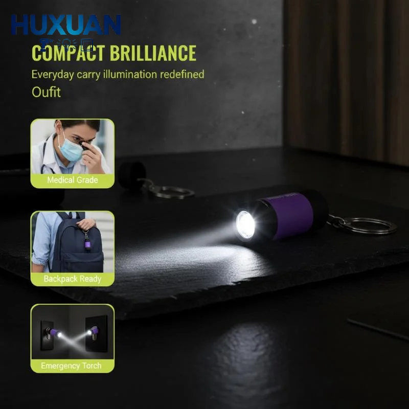 Pocket Keychain Flashlight Waterproof Outdoor Hiking Camping Mini FlashlightUSB Rechargeable LED Multifunctional Strong Light