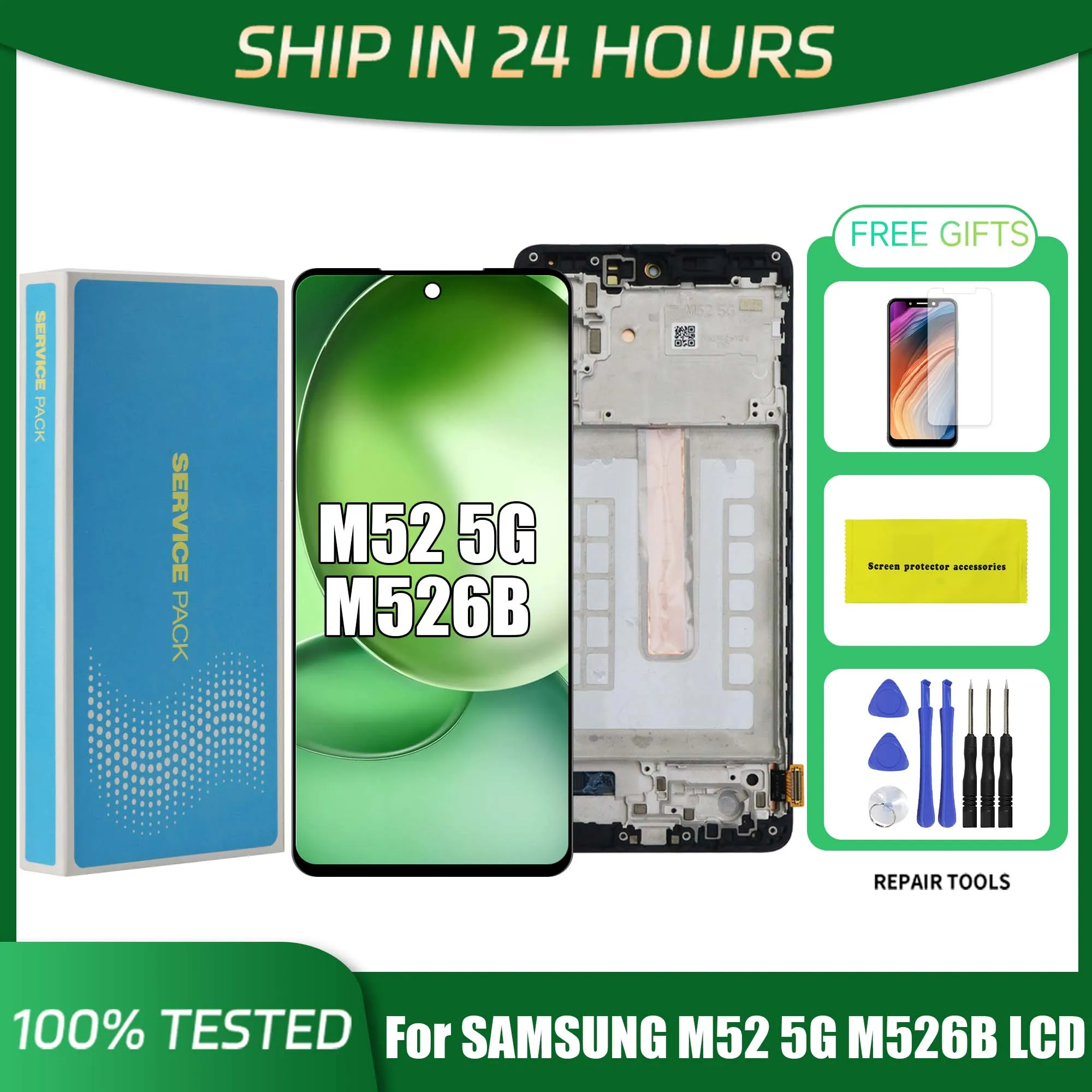 AMOLED M52 5G For Samsung 6.7''For M52 5G M526 M526BR M526B LCD Display Touch Screen Digitizer Assembly Replacement