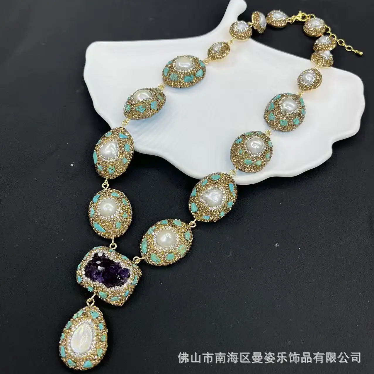 DIY accessories New pearl set, natural freshwater, pearl four-piece set, natural amethyst, European and American cross-border je